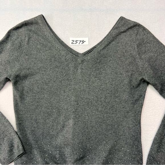 Duemila Sweater Top Womens M Silk Cashmere Front Back V-neck Long Sleeve - Picture 4 of 9